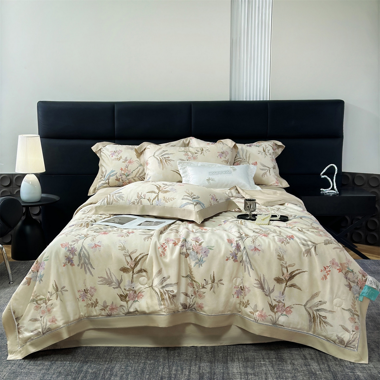 91家纺网 家纺一手货源 找家纺 岚司羽 2026春夏新款50天丝夏被四件套夏凉被空调被系列 俏枝