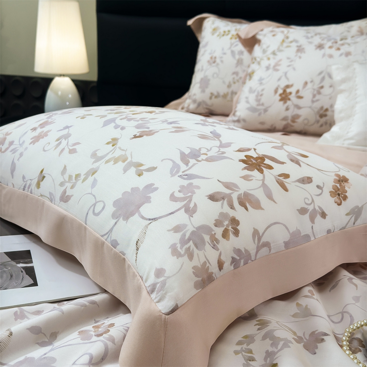 91家纺网 家纺一手货源 找家纺 岚司羽 2026春夏新款50天丝夏被四件套夏凉被空调被系列 映叶