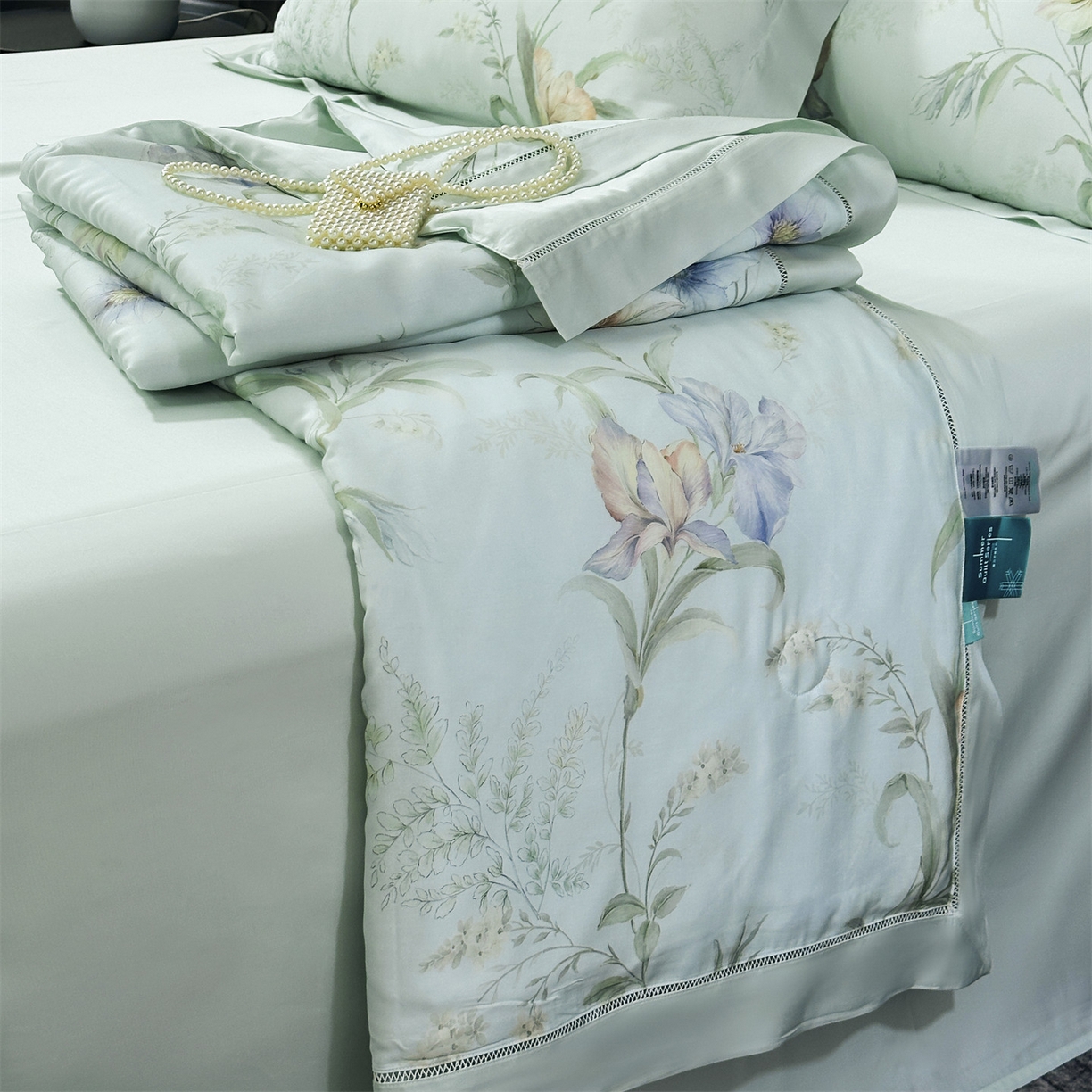 91家纺网 家纺一手货源 找家纺 岚司羽 2026春夏新款50天丝夏被四件套夏凉被空调被系列 沐慕