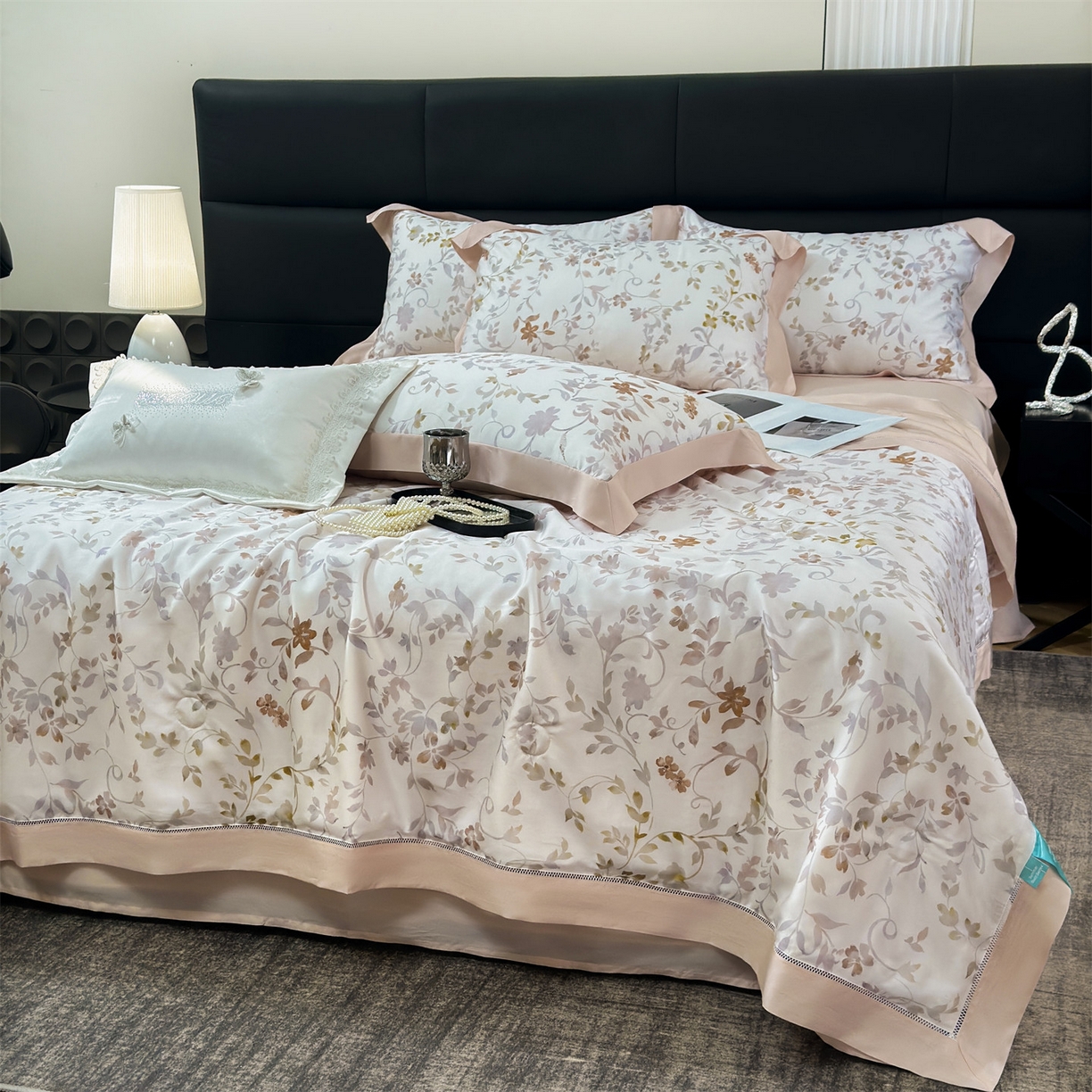 91家纺网 家纺一手货源 找家纺 岚司羽 2026春夏新款50天丝夏被四件套夏凉被空调被系列 映叶