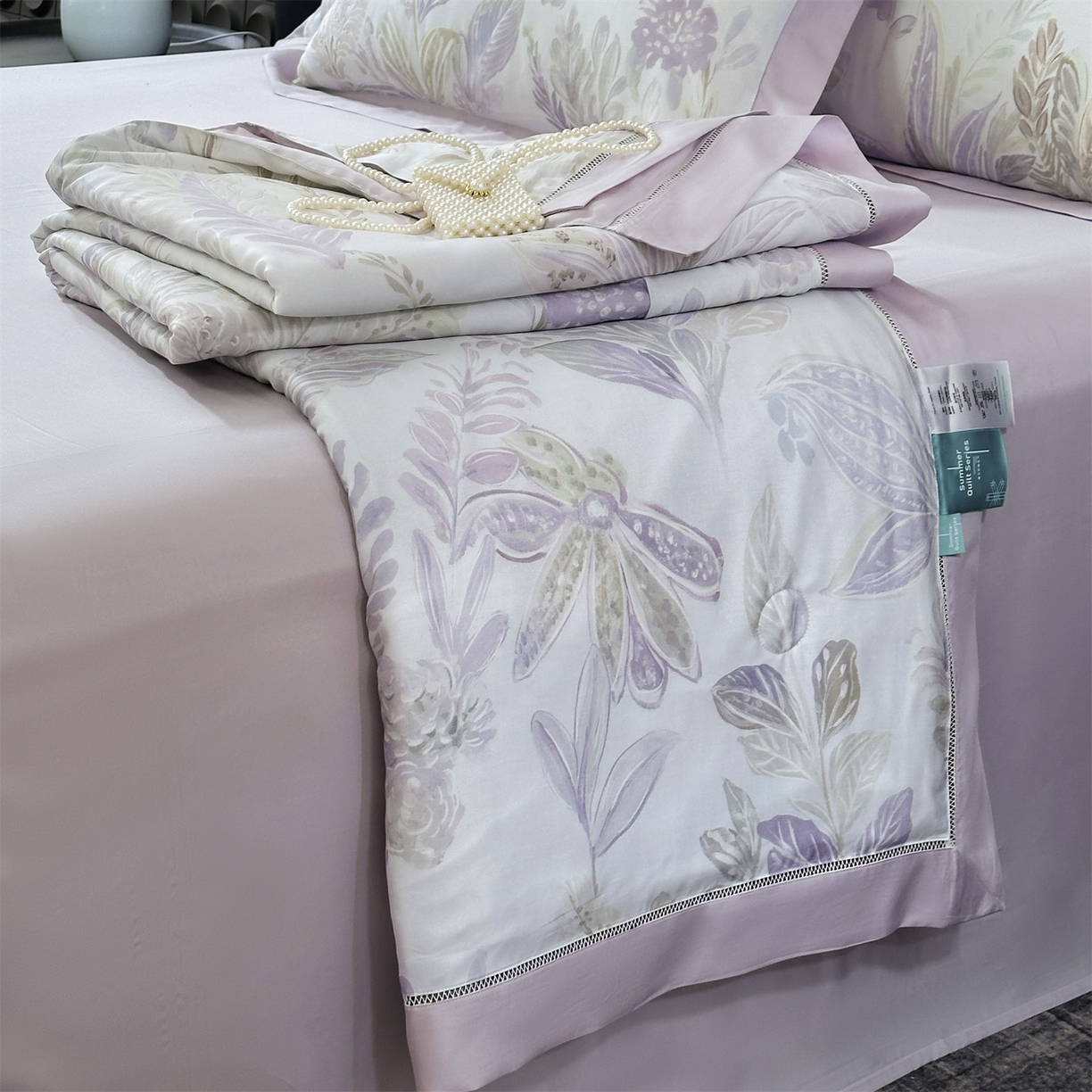 91家纺网 家纺一手货源 找家纺 岚司羽 2026春夏新款50天丝夏被四件套夏凉被空调被系列 暮光 紫