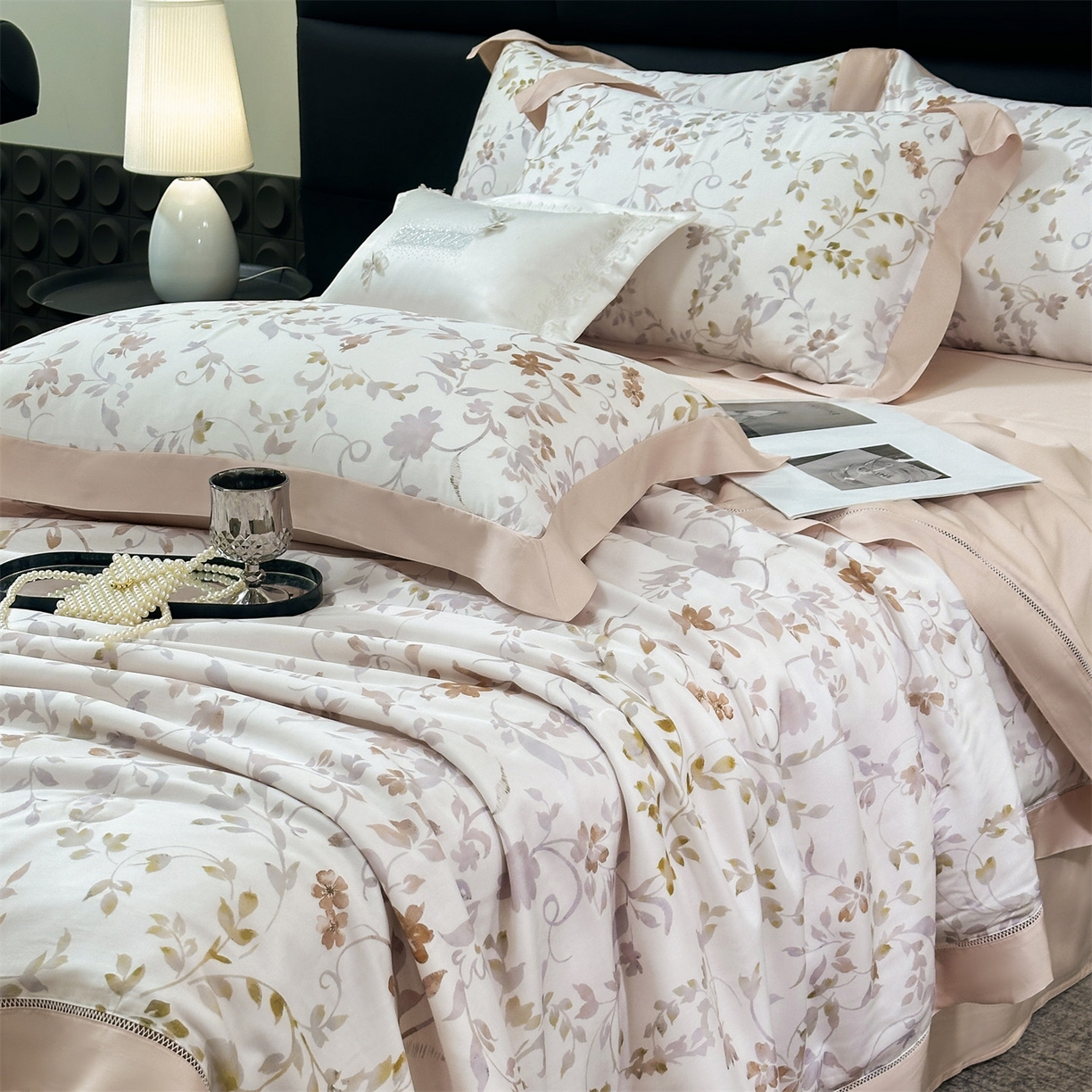 91家纺网 家纺一手货源 找家纺 岚司羽 2026春夏新款50天丝夏被四件套夏凉被空调被系列 映叶