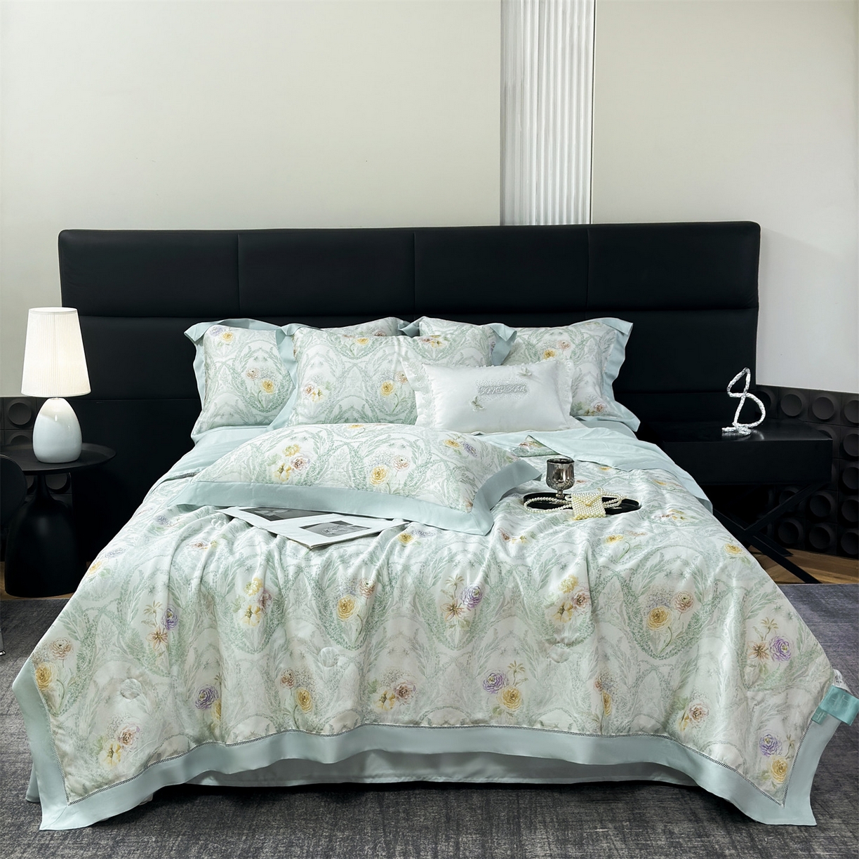 91家纺网 家纺一手货源 找家纺 岚司羽 2026春夏新款50天丝夏被四件套夏凉被空调被系列 花朝