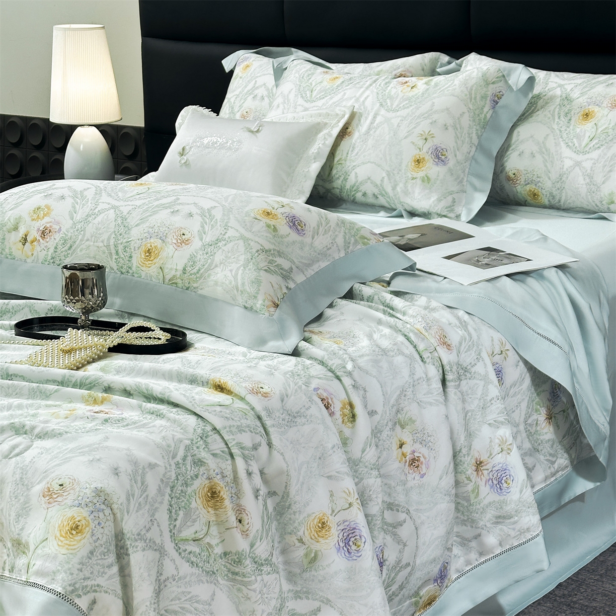 91家纺网 家纺一手货源 找家纺 岚司羽 2026春夏新款50天丝夏被四件套夏凉被空调被系列 花朝