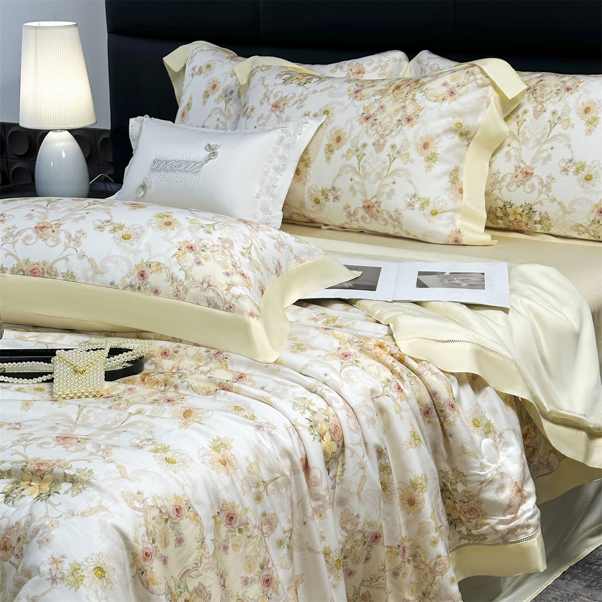 91家纺网 家纺一手货源 找家纺 岚司羽 2026春夏新款50天丝夏被四件套夏凉被空调被系列 金绮