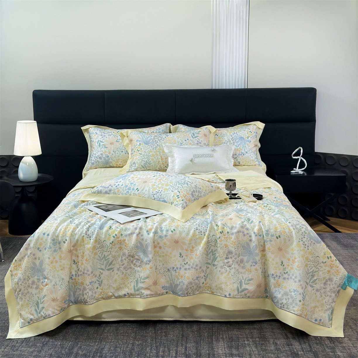 91家纺网 家纺一手货源 找家纺 岚司羽 2026春夏新款50天丝夏被四件套夏凉被空调被系列 灼卉