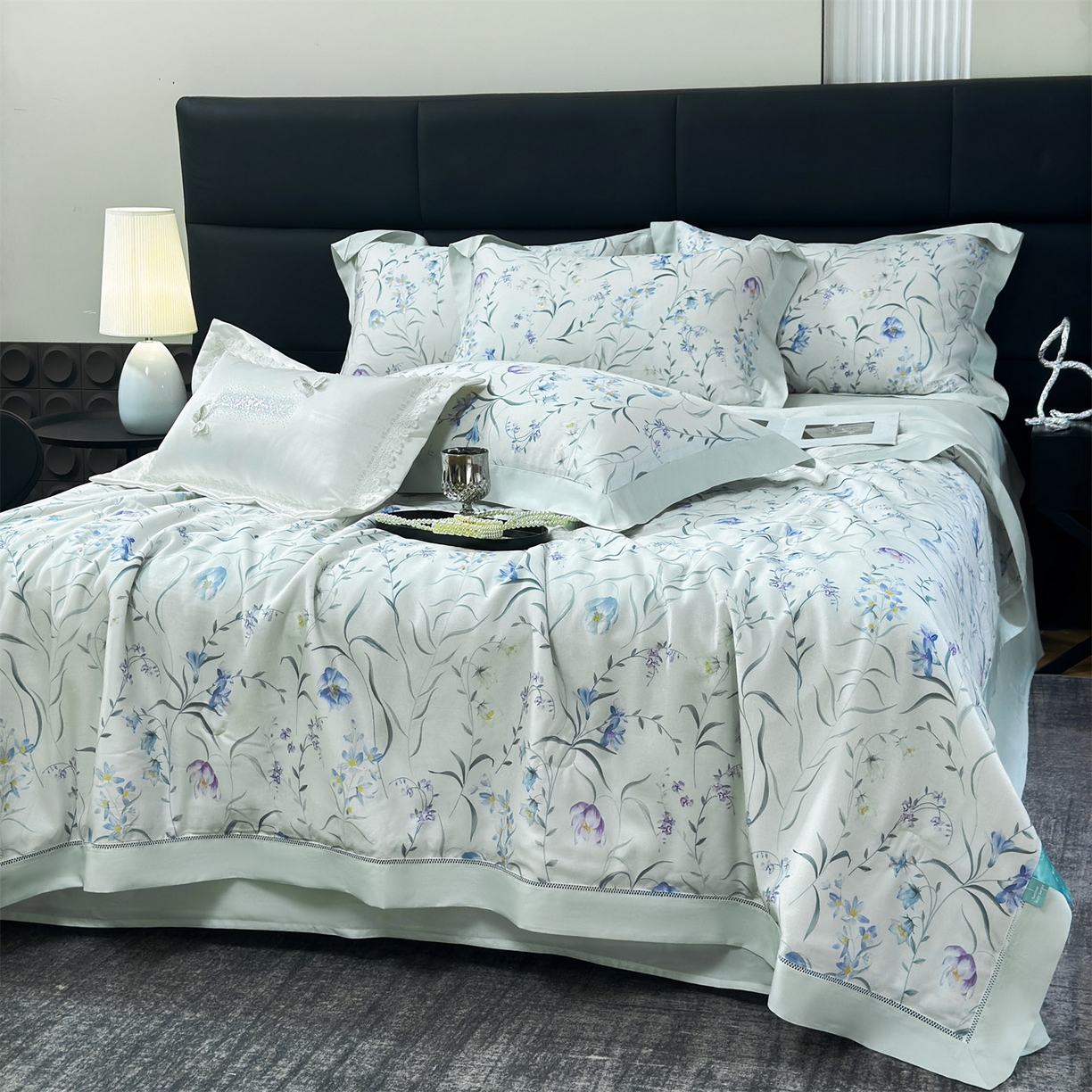 91家纺网 家纺一手货源 找家纺 岚司羽 2026春夏新款50天丝夏被四件套夏凉被空调被系列 兰时