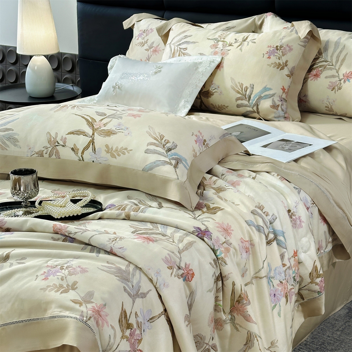 91家纺网 家纺一手货源 找家纺 岚司羽 2026春夏新款50天丝夏被四件套夏凉被空调被系列 俏枝