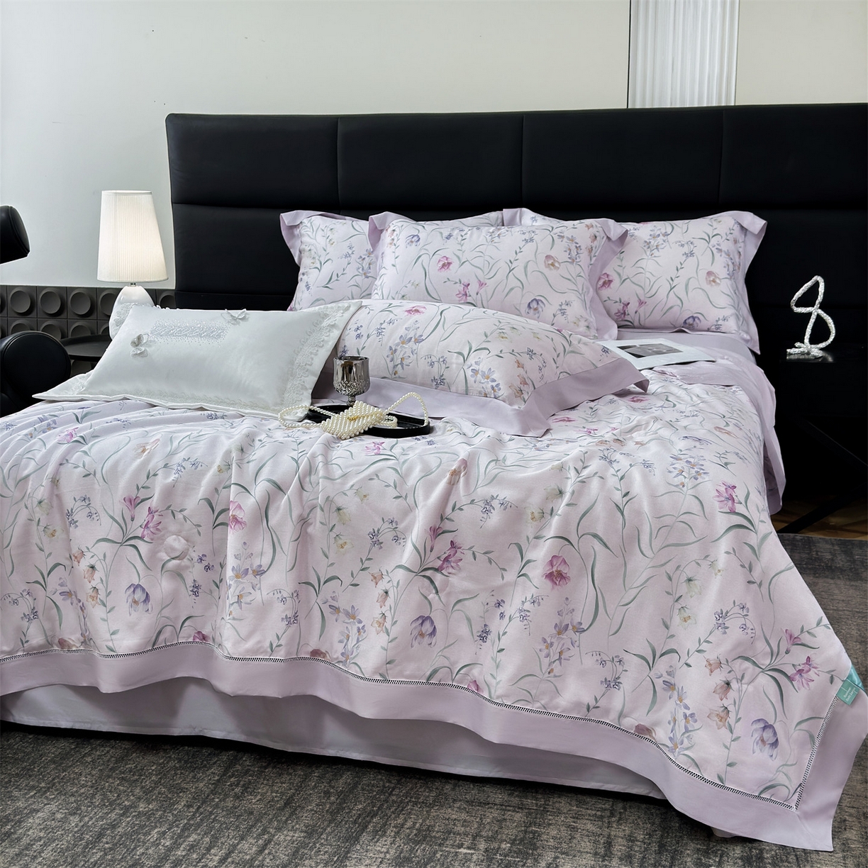 91家纺网 家纺一手货源 找家纺 岚司羽 2026春夏新款50天丝夏被四件套夏凉被空调被系列 花间春晓 粉