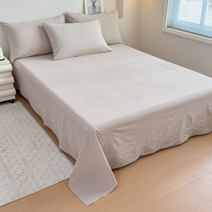 91家纺网 家纺一手货源 找家纺 佑佳家纺 2026新款全棉色织床笠款四件套 米小格