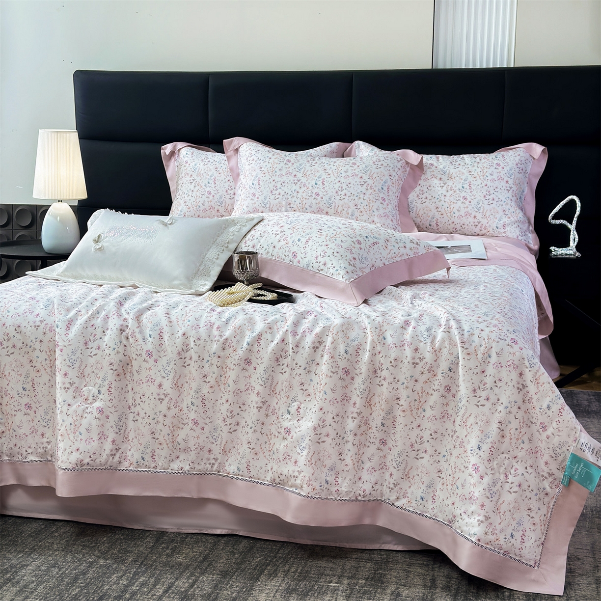 91家纺网 家纺一手货源 找家纺 岚司羽 2026春夏新款50天丝夏被四件套夏凉被空调被系列 青溪 粉