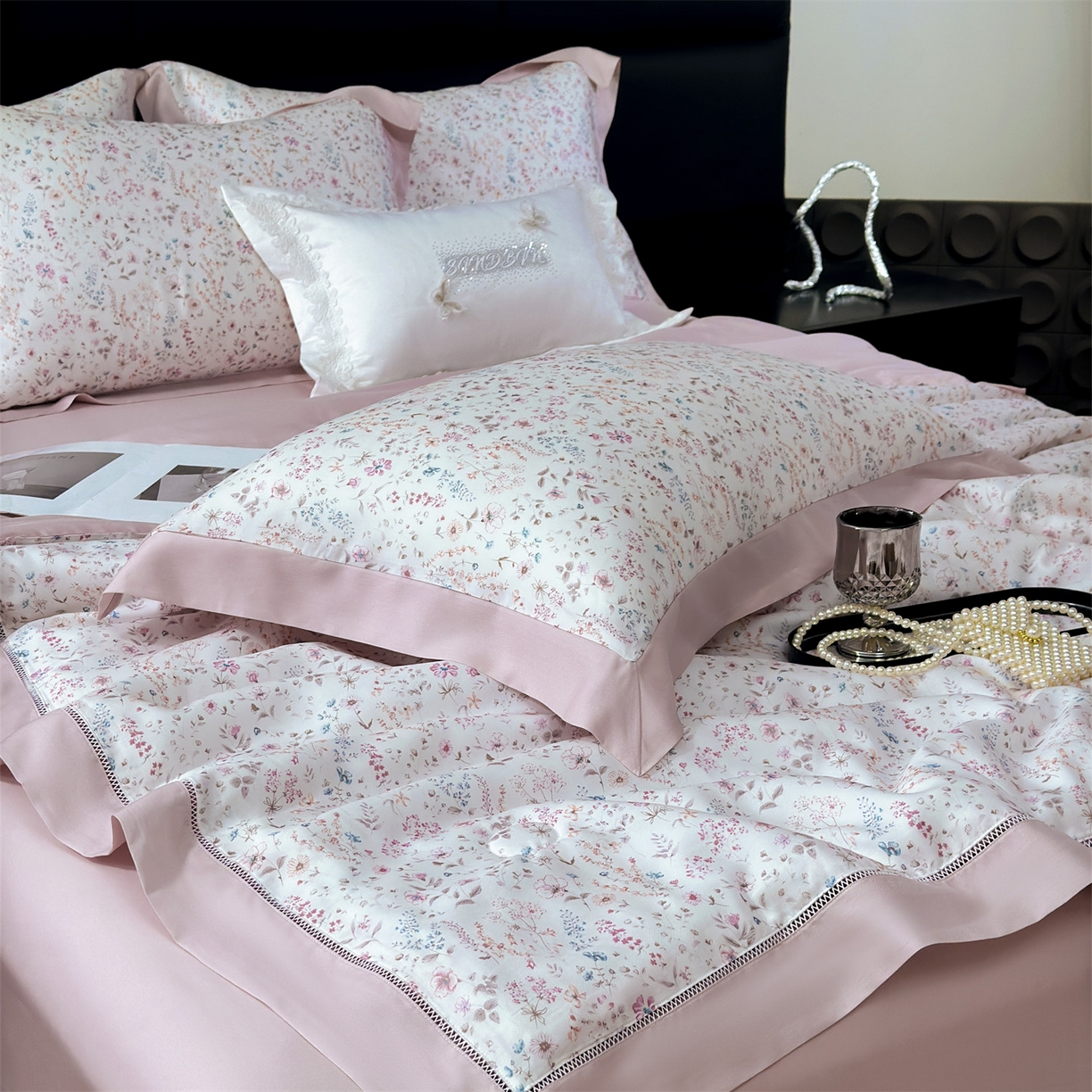 91家纺网 家纺一手货源 找家纺 岚司羽 2026春夏新款50天丝夏被四件套夏凉被空调被系列 青溪 粉