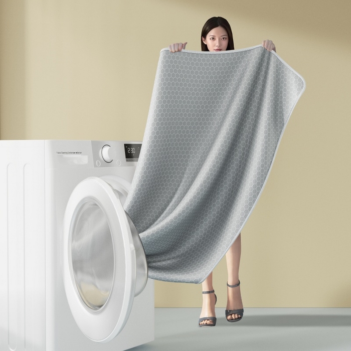 91家纺网 家纺一手货源 找家纺 福来临家纺 2026新款蜂窝科技凉感席-床笠款 蜂窝款-浅灰床笠款