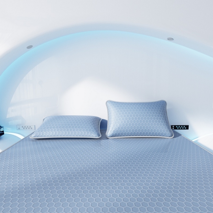 91家纺网 家纺一手货源 找家纺 福来临家纺 2026新款蜂窝科技凉感席-床笠款 蜂窝款-浅蓝床笠款