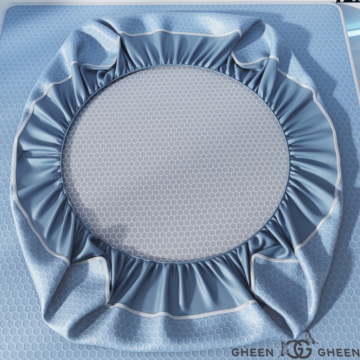 91家纺网 家纺一手货源 找家纺 福来临家纺 2026新款蜂窝科技凉感席-床笠款 蜂窝款-浅蓝床笠款