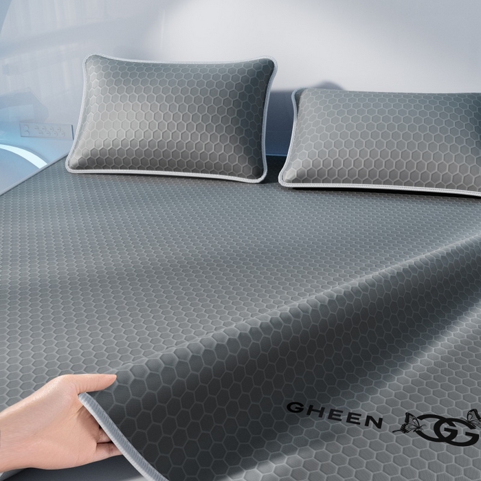 91家纺网 家纺一手货源 找家纺 福来临家纺 2026新款蜂窝科技凉感席-床笠款 蜂窝款-深灰床笠款