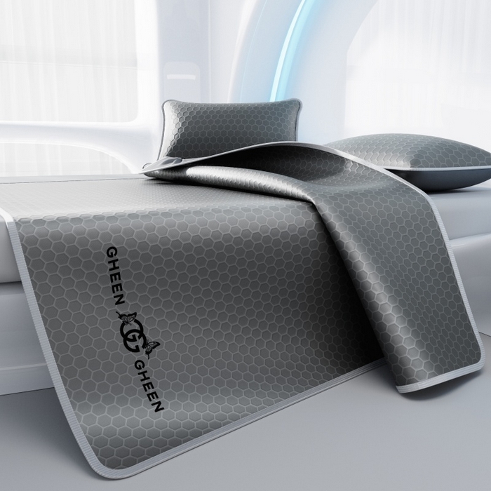 91家纺网 家纺一手货源 找家纺 福来临家纺 2026新款蜂窝科技凉感席-床笠款 蜂窝款-深灰床笠款