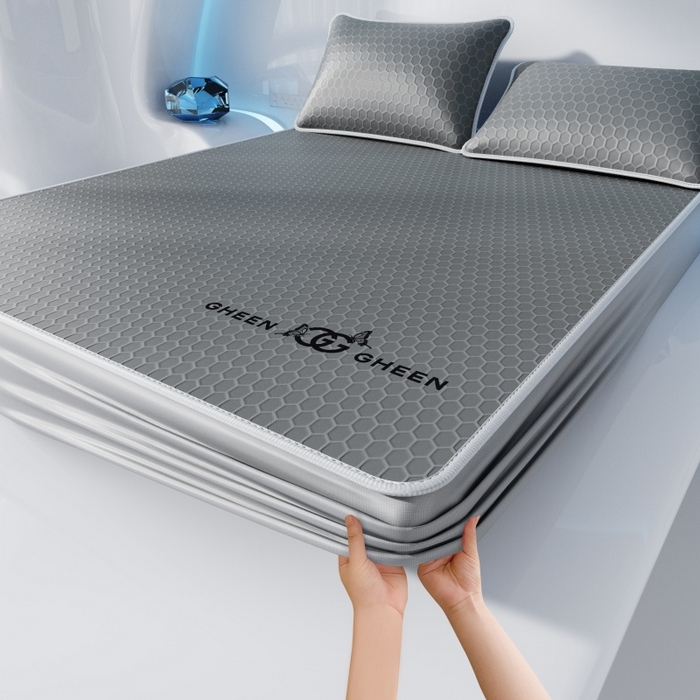 91家纺网 家纺一手货源 找家纺 福来临家纺 2026新款蜂窝科技凉感席-床笠款 蜂窝款-深灰床笠款