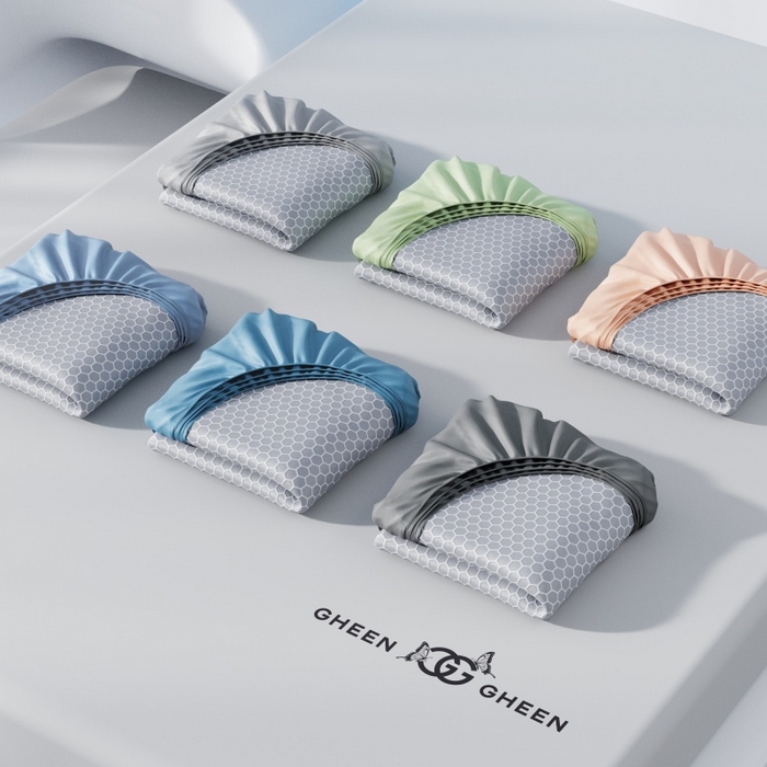 91家纺网 家纺一手货源 找家纺 福来临家纺 2026新款蜂窝科技凉感席-床笠款 蜂窝款-深蓝床笠款