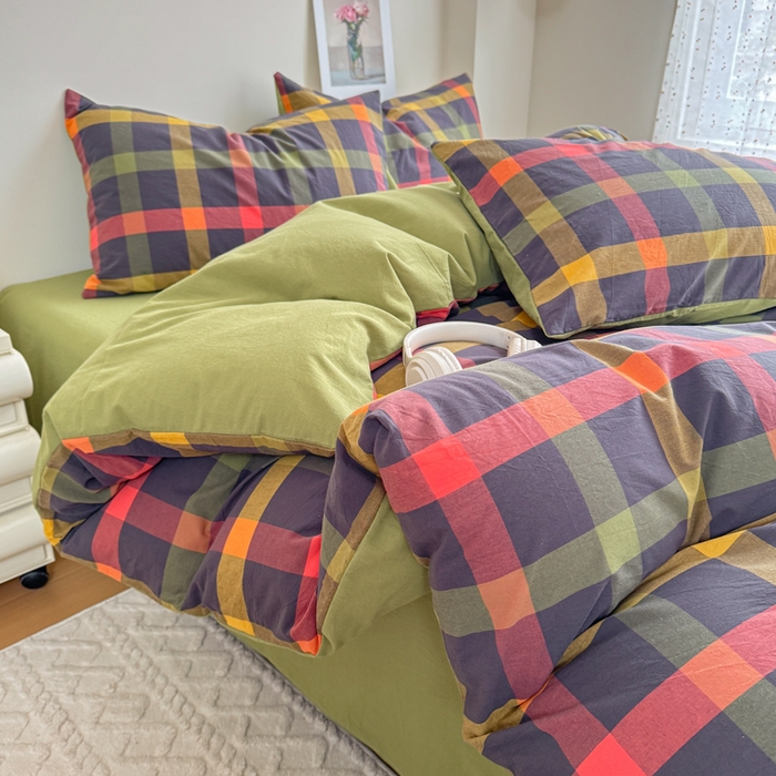 91家纺网 家纺一手货源 找家纺 佑佳家纺 2026新款全棉色织床笠款四件套 牛油果-绿