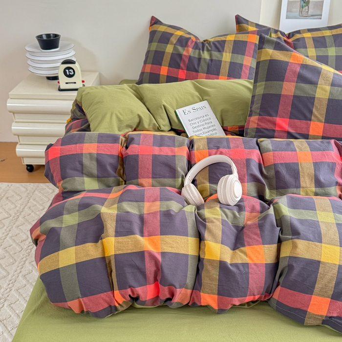 91家纺网 家纺一手货源 找家纺 佑佳家纺 2026新款全棉色织床笠款四件套 牛油果-绿