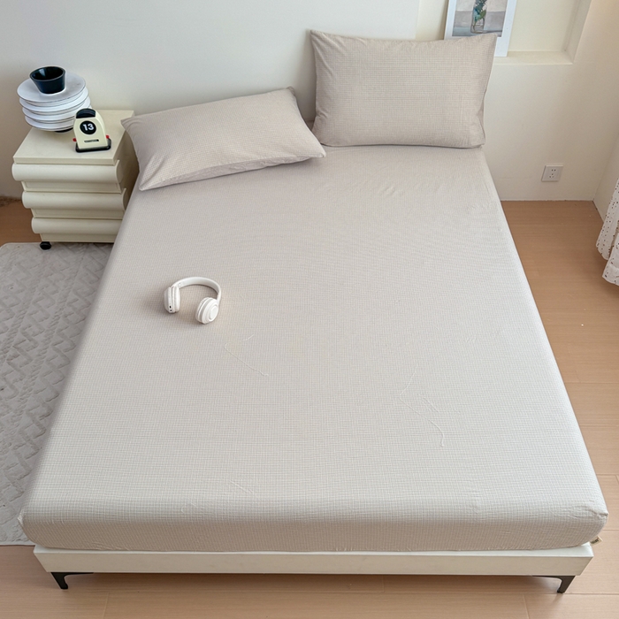 91家纺网 家纺一手货源 找家纺 佑佳家纺 2026新款全棉色织水洗棉四件套 米小格