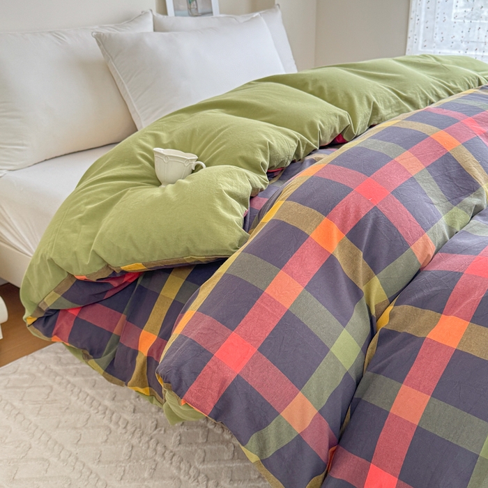 91家纺网 家纺一手货源 找家纺 佑佳家纺 2026新款全棉色织床笠款四件套 牛油果-绿