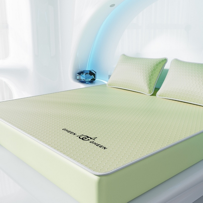 91家纺网 家纺一手货源 找家纺 福来临家纺 2026新款蜂窝科技凉感席-床笠款 蜂窝款-绿色床笠款