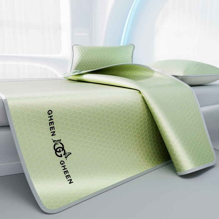 91家纺网 家纺一手货源 找家纺 福来临家纺 2026新款蜂窝科技凉感席-床笠款 蜂窝款-绿色床笠款