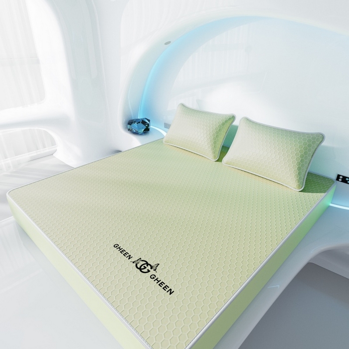 91家纺网 家纺一手货源 找家纺 福来临家纺 2026新款蜂窝科技凉感席-床笠款 蜂窝款-绿色床笠款