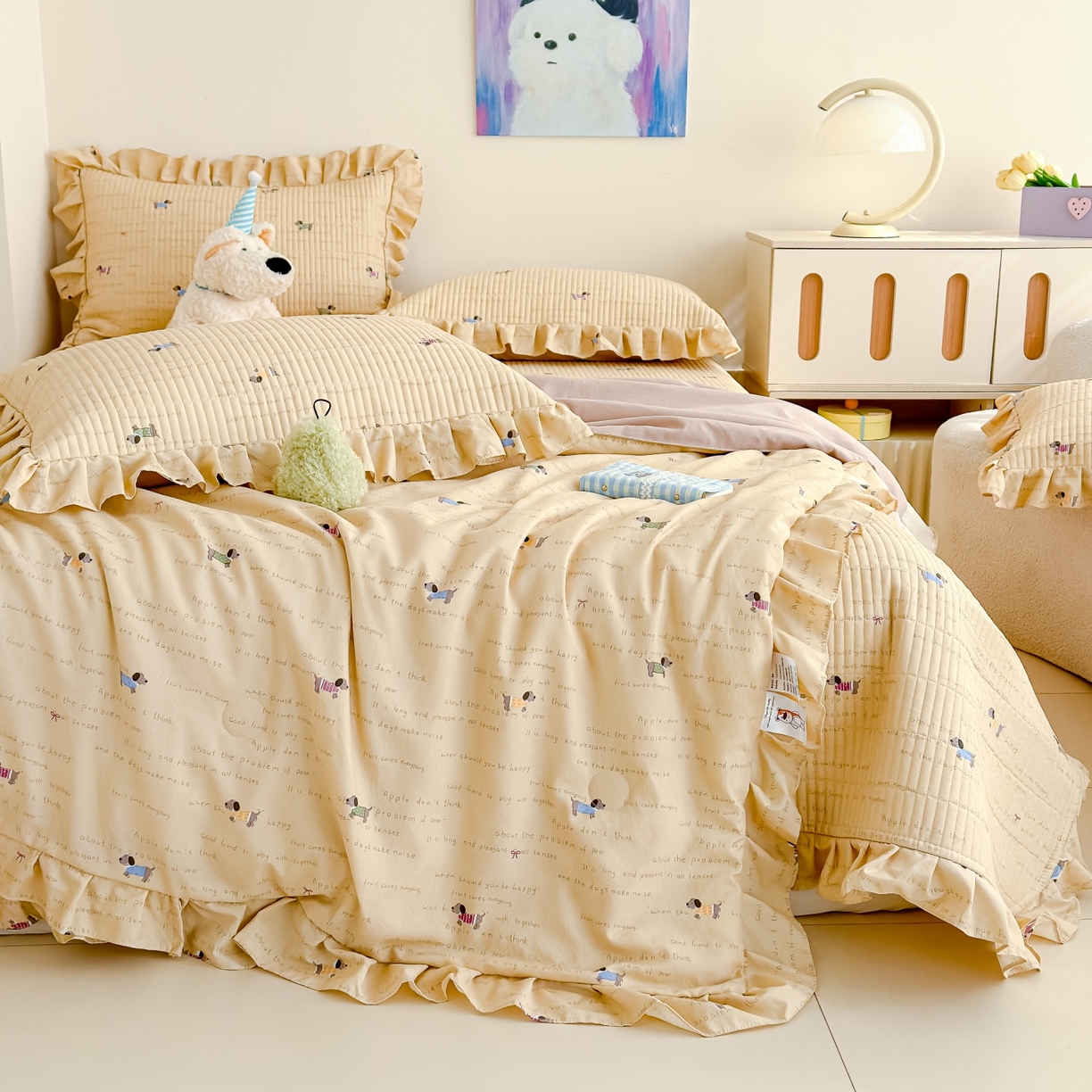 归属 2026春夏新款古法仿棉床盖夏被四件套夏凉被空调被系列 狗狗家族