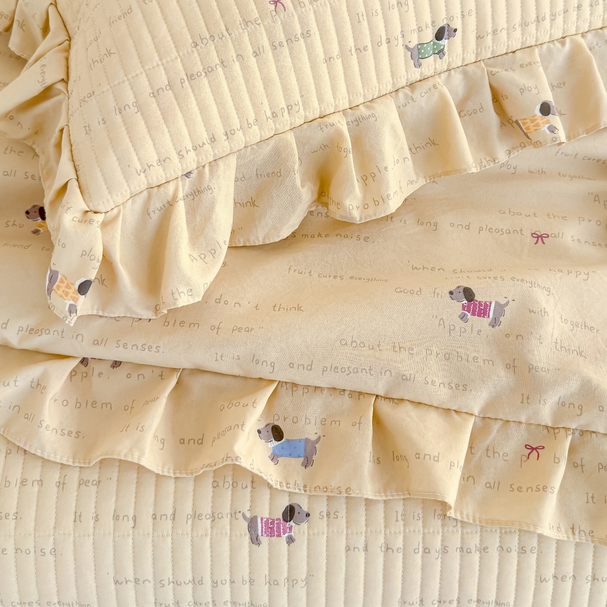 91家纺网 家纺一手货源 找家纺 归属 2026春夏新款古法仿棉床盖夏被四件套夏凉被空调被系列 狗狗家族