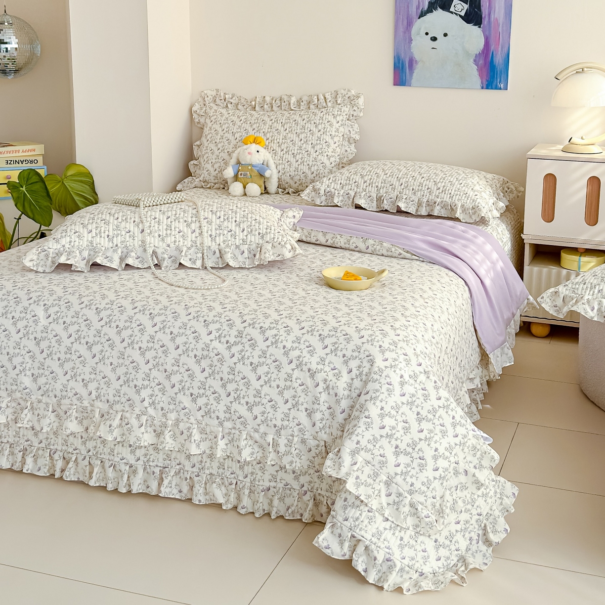 91家纺网 家纺一手货源 找家纺 归属 2026春夏新款古法仿棉床盖夏被四件套夏凉被空调被系列 花间彩蝶