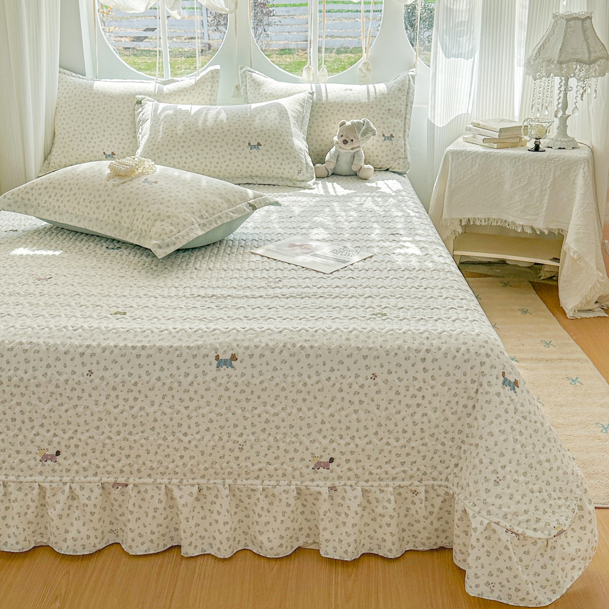 91家纺网 家纺一手货源 找家纺 花满路 2026新款床盖四件套 萌萌狗