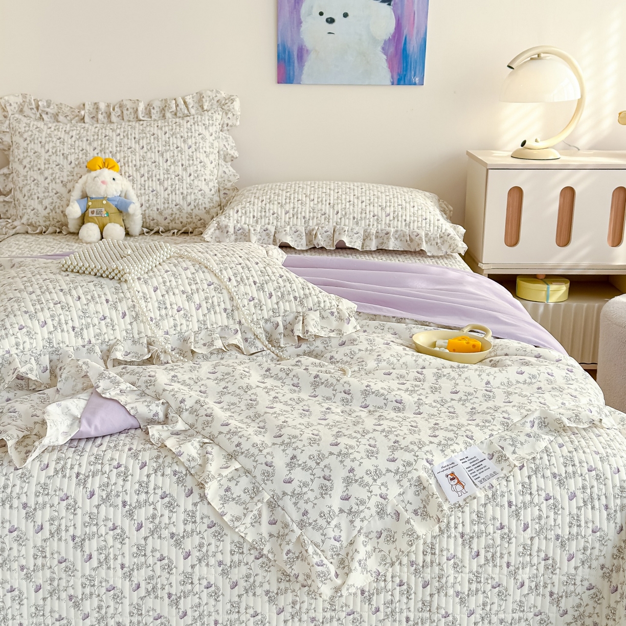 91家纺网 家纺一手货源 找家纺 归属 2026春夏新款古法仿棉床盖夏被四件套夏凉被空调被系列 花间彩蝶