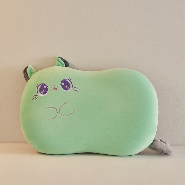 91家纺网 家纺一手货源 找家纺 小桃姐家纺 2025新款可爱卡通儿童猫肚枕学生幼儿园卡通记忆棉枕头枕芯 大眼喵喵记忆枕-绿