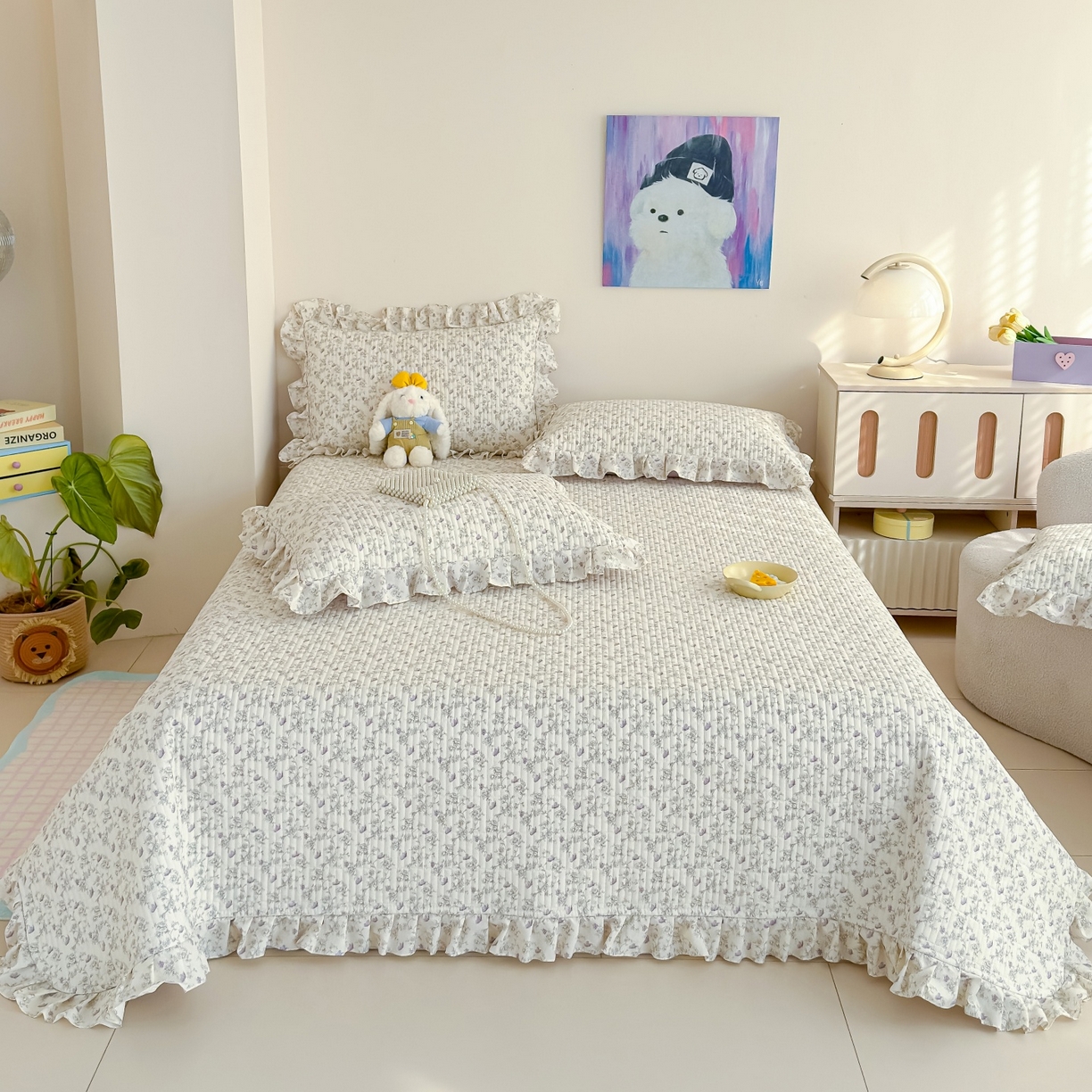 91家纺网 家纺一手货源 找家纺 归属 2026春夏新款古法仿棉床盖夏被四件套夏凉被空调被系列 花间彩蝶