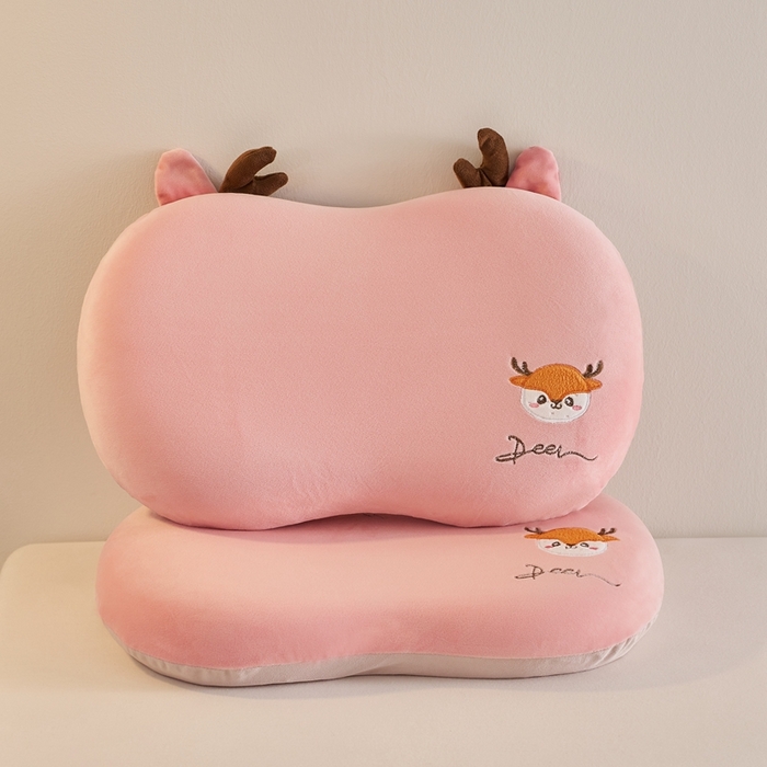 小桃姐家纺 2025新款可爱卡通儿童猫肚枕学生幼儿园卡通记忆棉枕头枕芯 可爱鹿记忆枕-粉