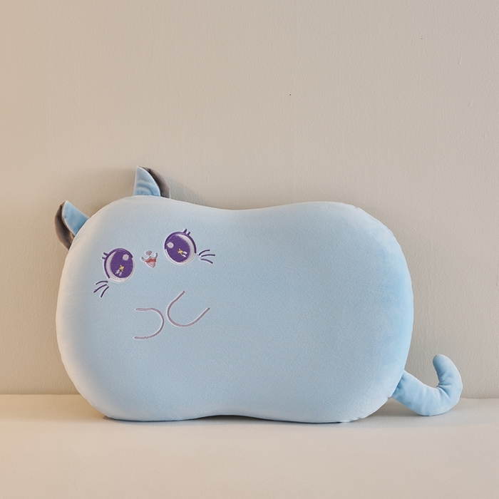 小桃姐家纺 2025新款可爱卡通儿童猫肚枕学生幼儿园卡通记忆棉枕头枕芯 大眼喵喵记忆枕-蓝