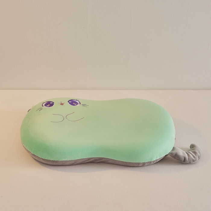 91家纺网 家纺一手货源 找家纺 小桃姐家纺 2025新款可爱卡通儿童猫肚枕学生幼儿园卡通记忆棉枕头枕芯 大眼喵喵记忆枕-绿