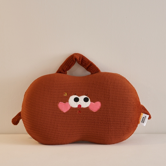 小桃姐家纺 2025新款可爱卡通儿童猫肚枕学生幼儿园卡通记忆棉枕头枕芯 手提兜兜记忆枕-咖