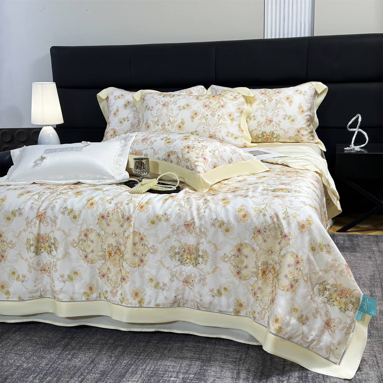 91家纺网 家纺一手货源 找家纺 岚司羽 2026春夏新款50天丝夏被四件套夏凉被空调被系列 金绮