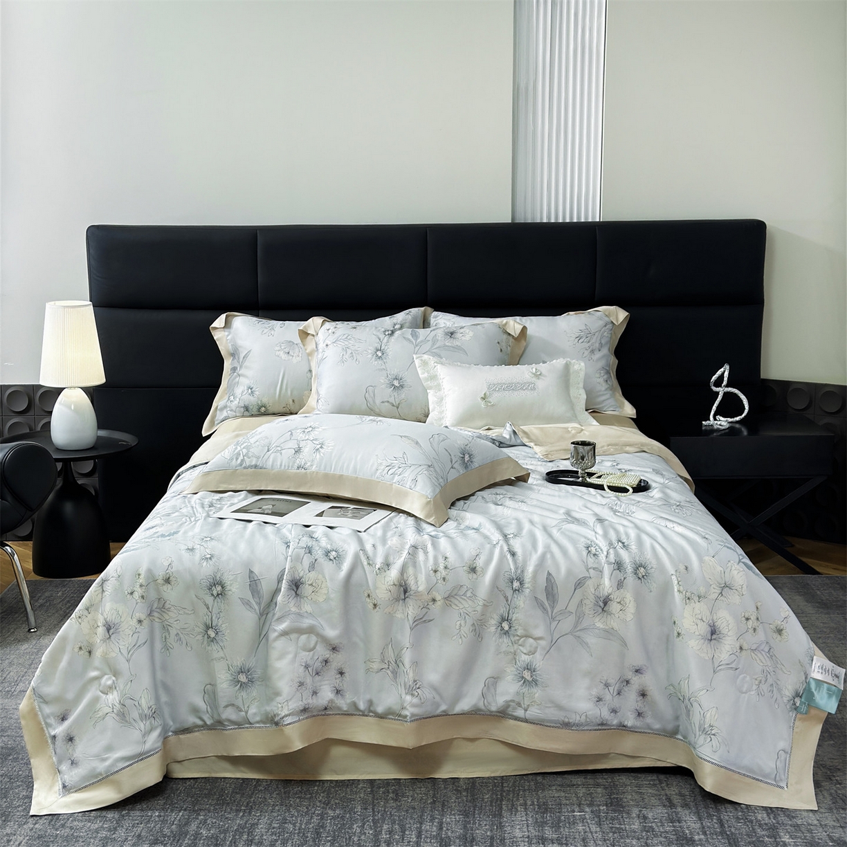 91家纺网 家纺一手货源 找家纺 岚司羽 2026春夏新款50天丝夏被四件套夏凉被空调被系列 简西