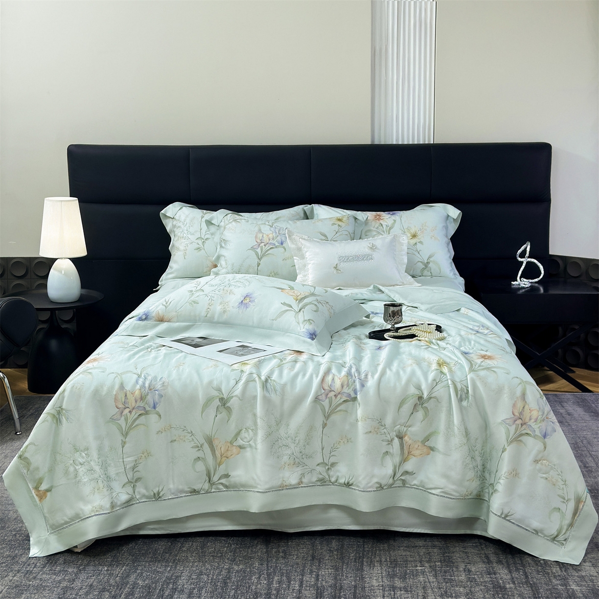 91家纺网 家纺一手货源 找家纺 岚司羽 2026春夏新款50天丝夏被四件套夏凉被空调被系列 沐慕