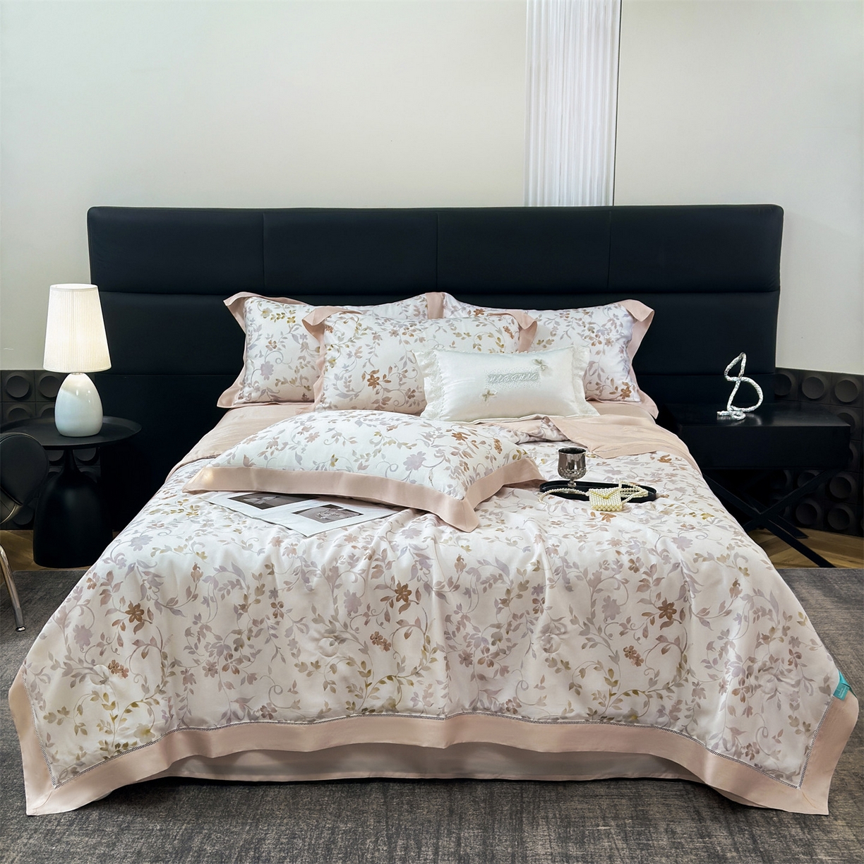 91家纺网 家纺一手货源 找家纺 岚司羽 2026春夏新款50天丝夏被四件套夏凉被空调被系列 映叶