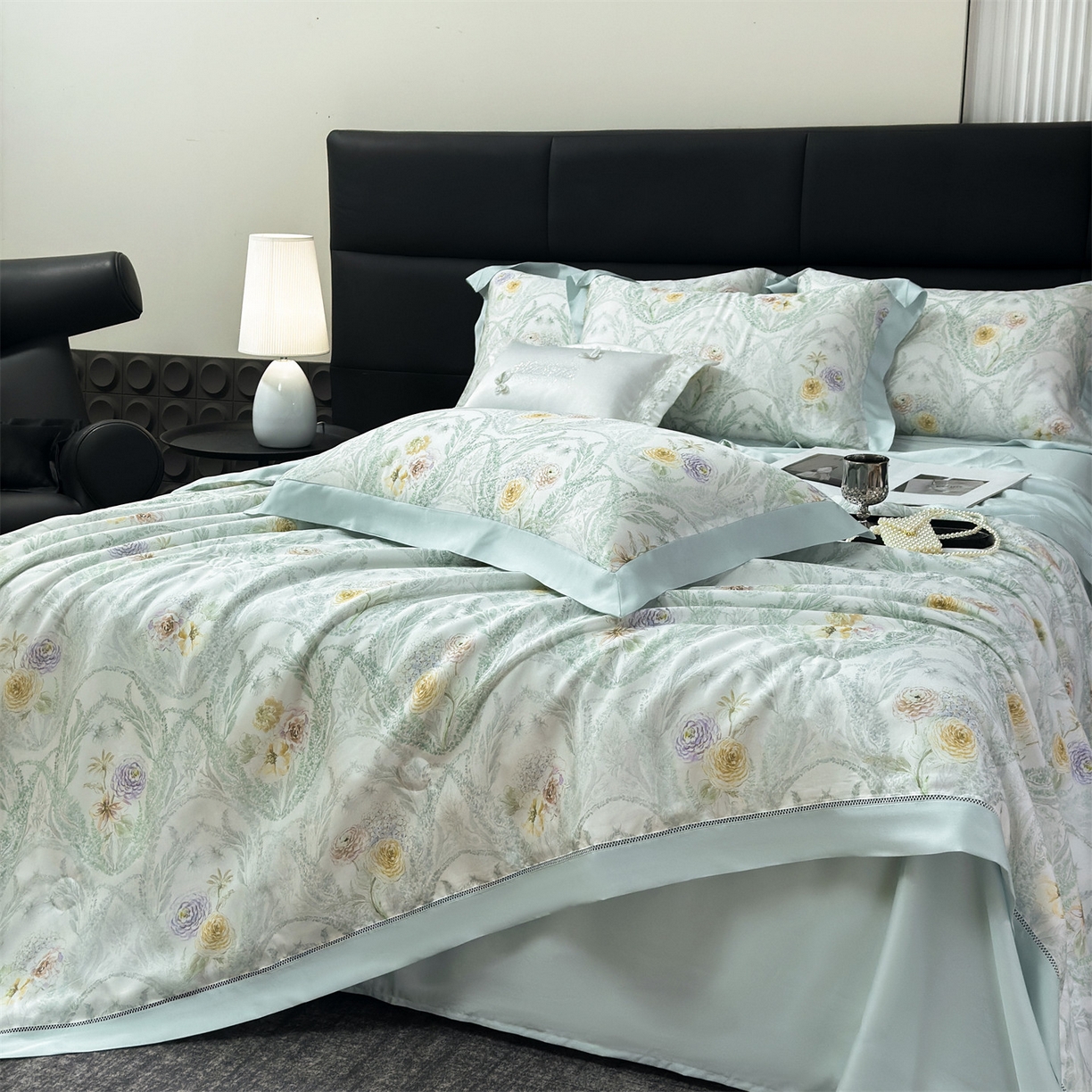 91家纺网 家纺一手货源 找家纺 岚司羽 2026春夏新款50天丝夏被四件套夏凉被空调被系列 花朝