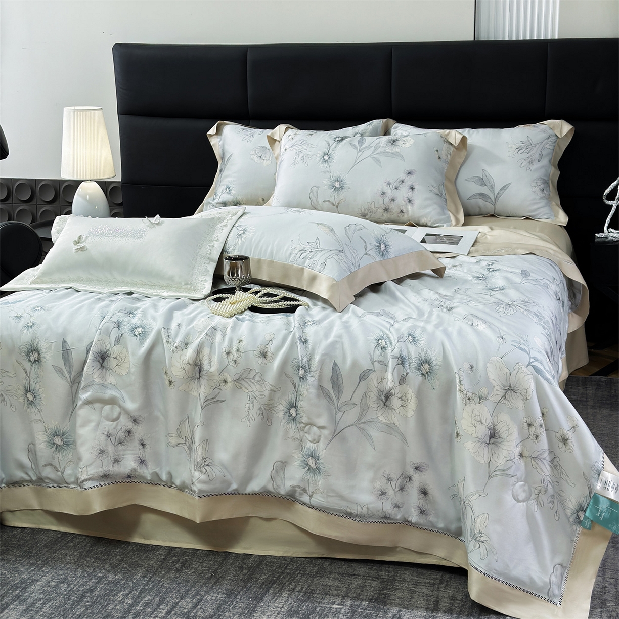 91家纺网 家纺一手货源 找家纺 岚司羽 2026春夏新款50天丝夏被四件套夏凉被空调被系列 简西