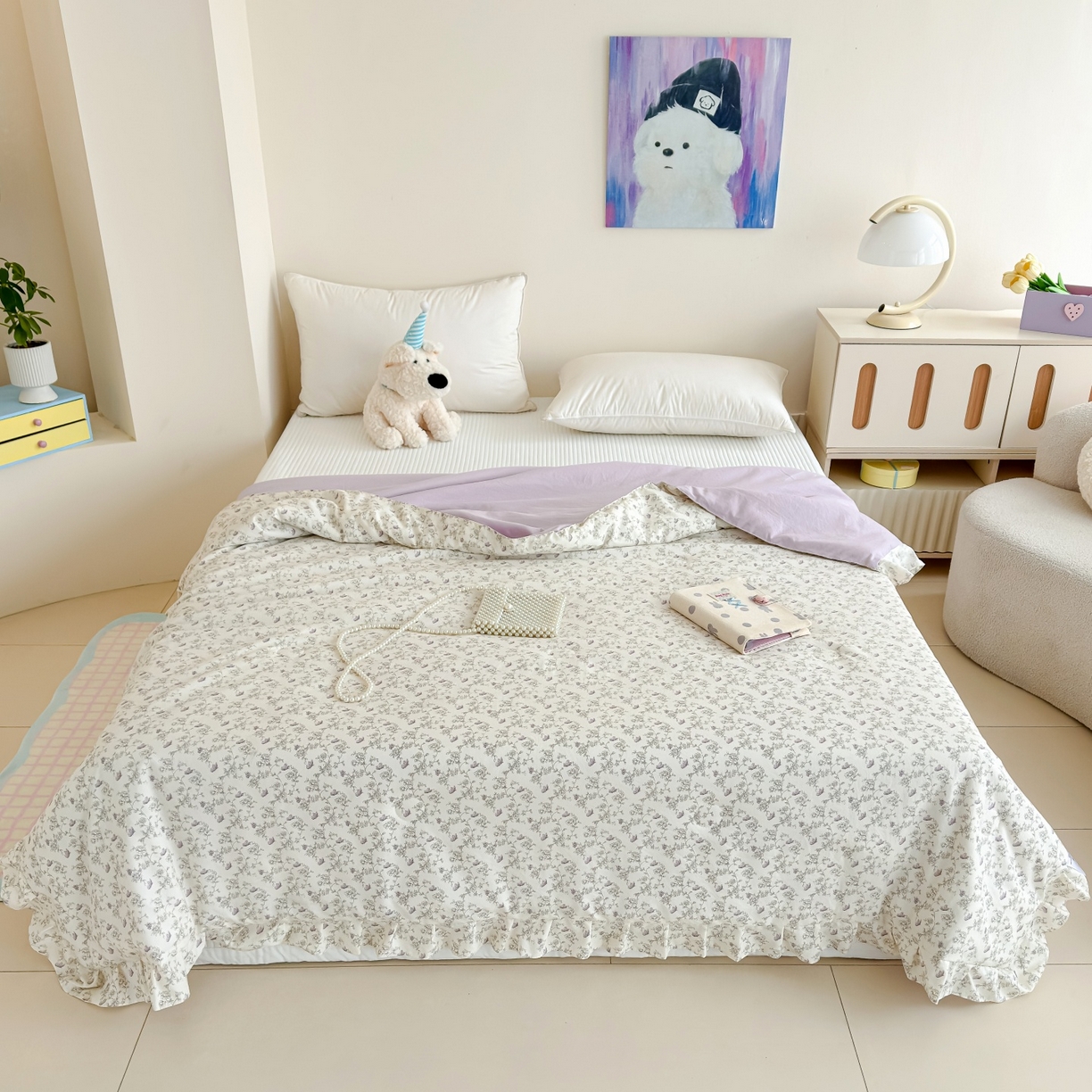 91家纺网 家纺一手货源 找家纺 归属 2026春夏新款古法仿棉床盖夏被四件套夏凉被空调被系列 花间彩蝶