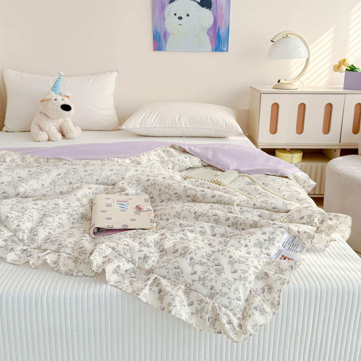 91家纺网 家纺一手货源 找家纺 归属 2026春夏新款古法仿棉床盖夏被四件套夏凉被空调被系列 花间彩蝶