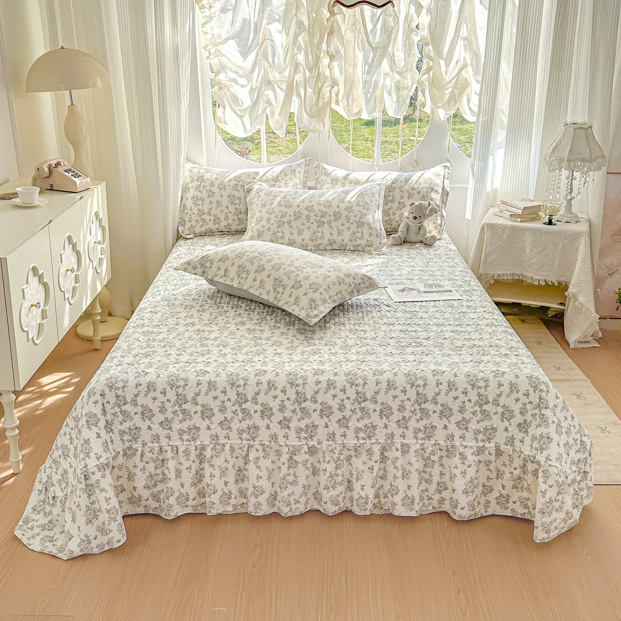 91家纺网 家纺一手货源 找家纺 花满路 2026新款床盖四件套 木槿